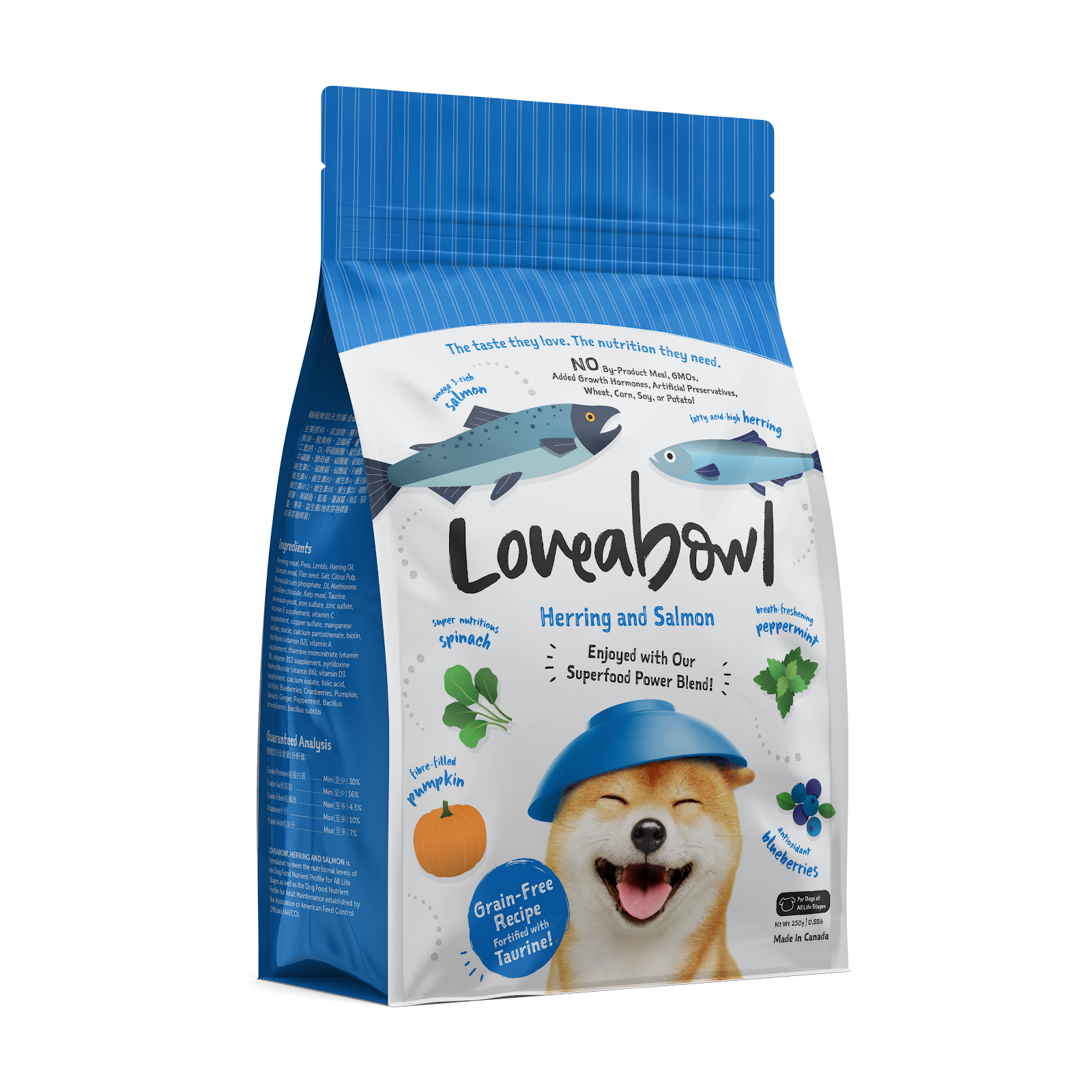 Loveabowl Grain-Free Herring & Salmon Dry Dog Food | Taurine-Fortified