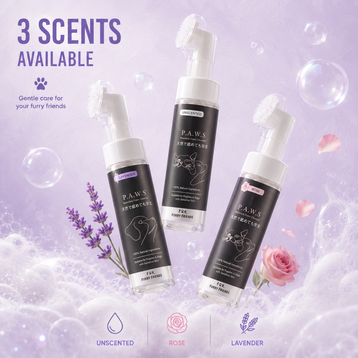 P.A.W.S Waterless Foam Cleanser - Rose