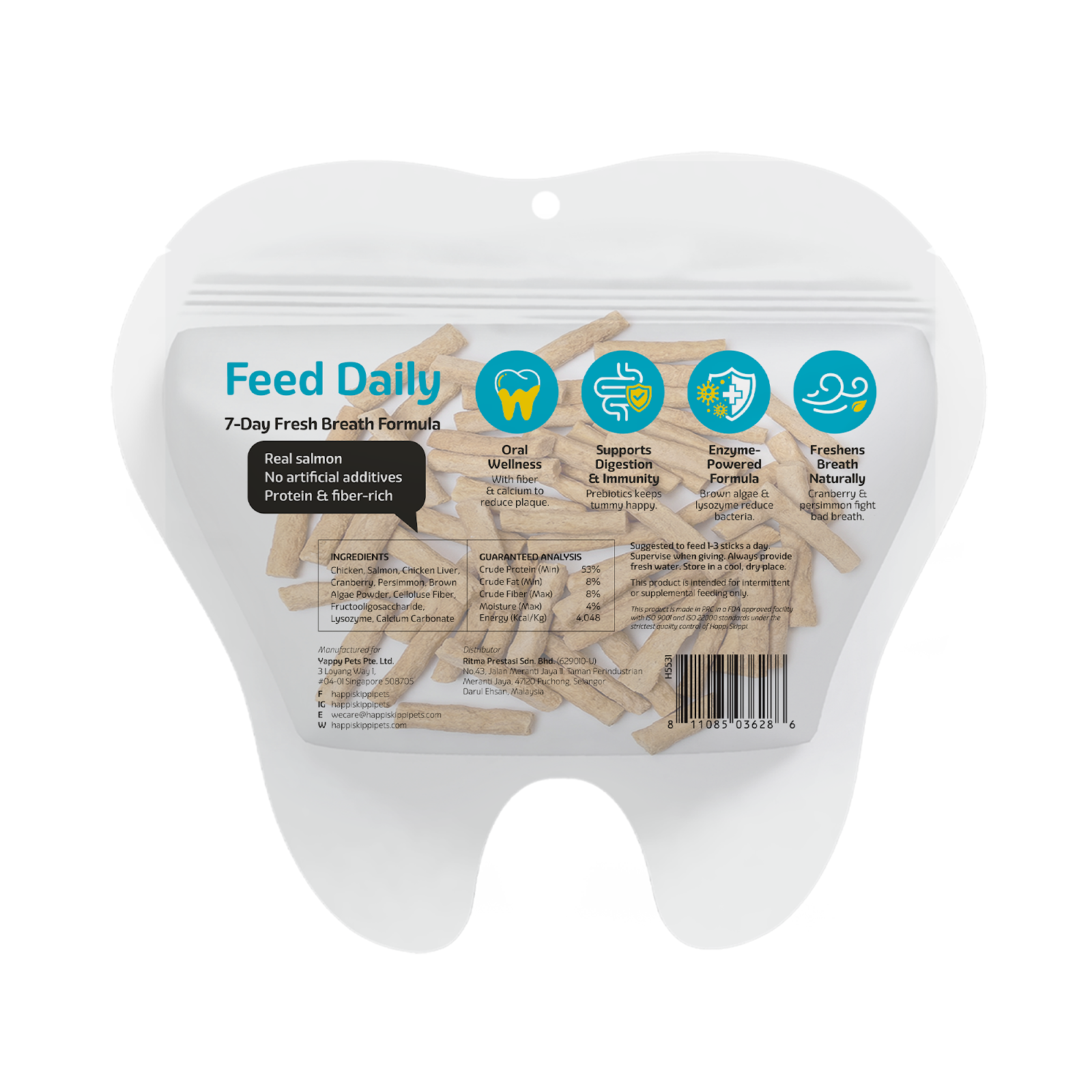 Happi Skippi Just Freeze-Dried Dental Treats for Cats (Salmon & Cranberry)