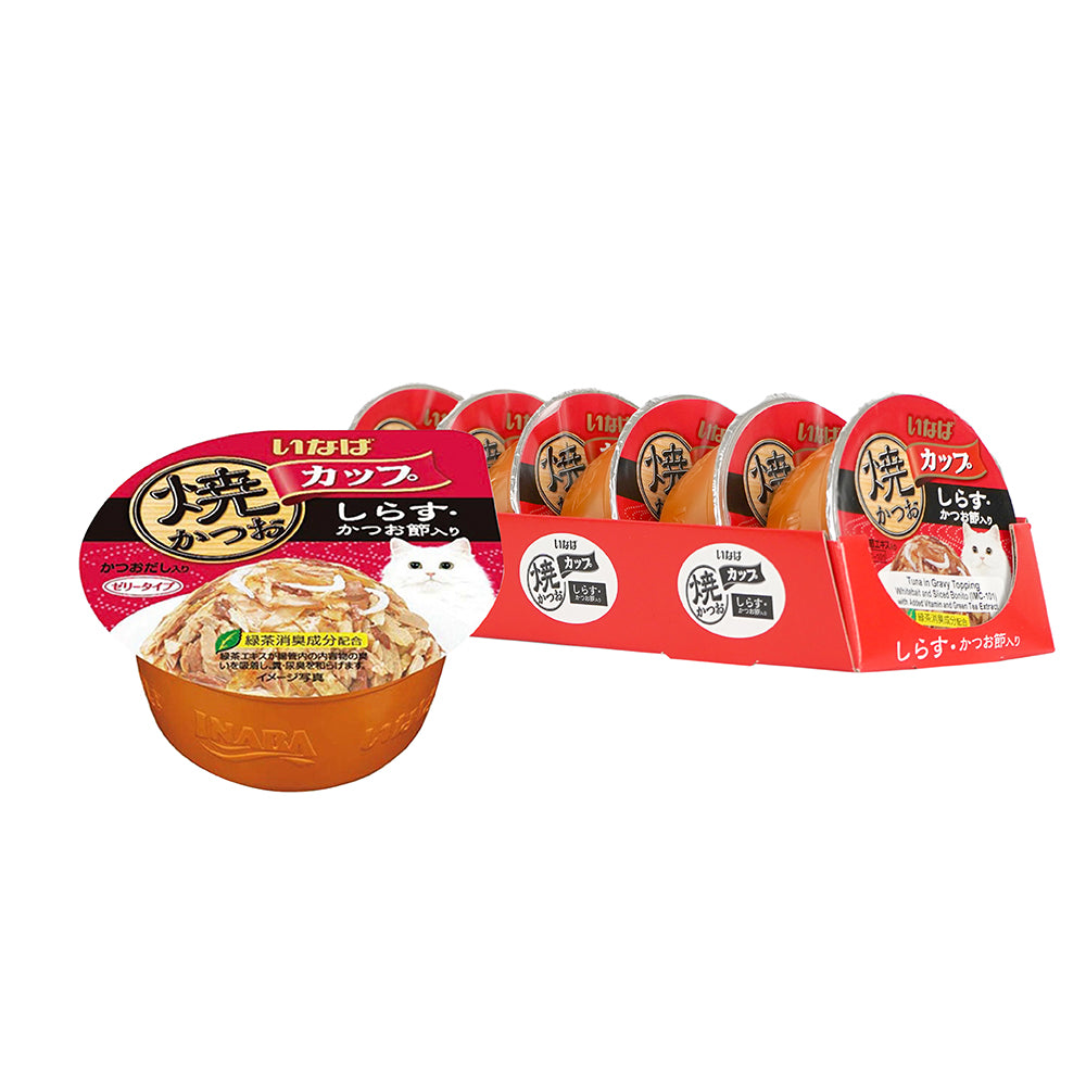 CIAO Grilled Cup Wet Cat Food, 6-Pack | Tuna with Whitebait & Bonito