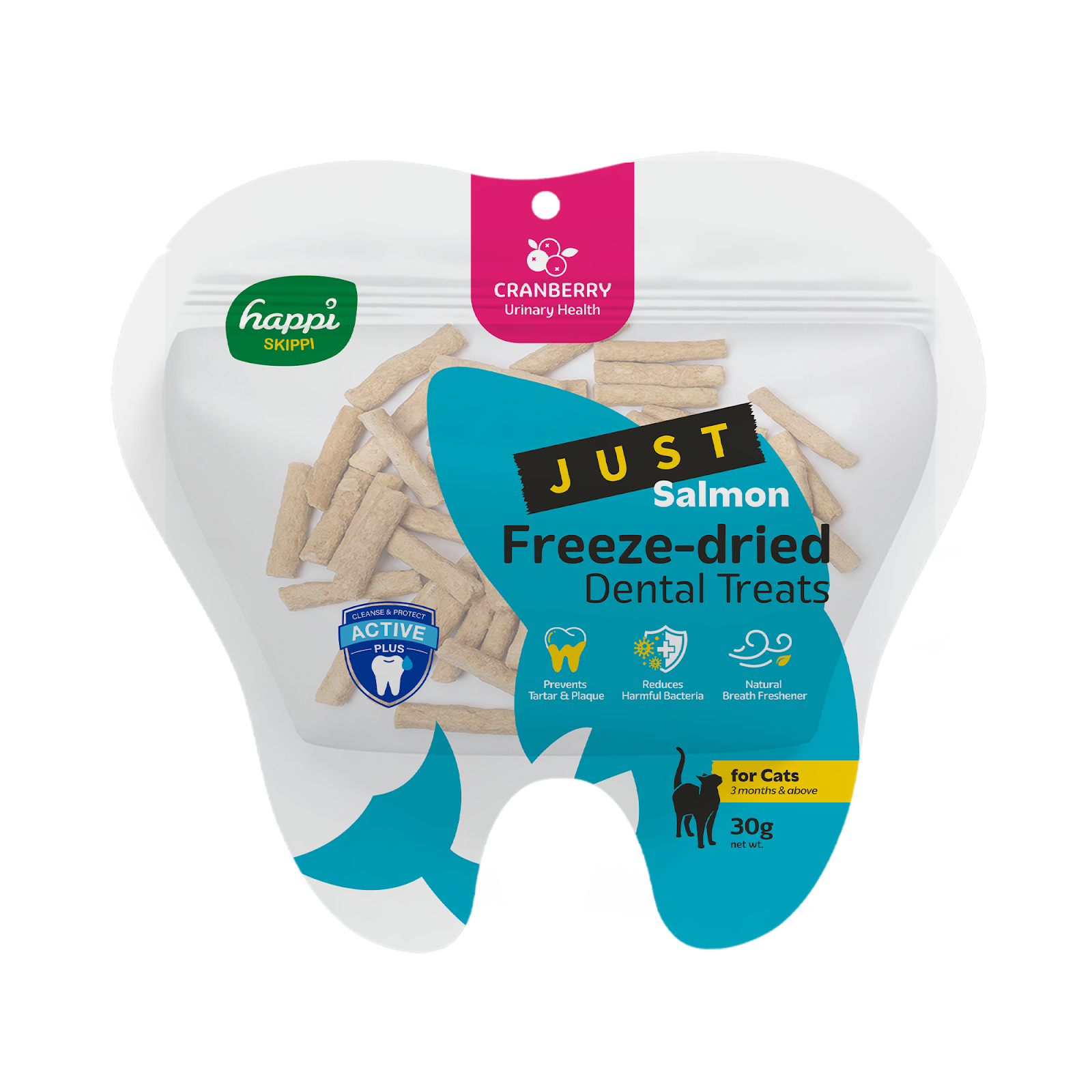 Happi Skippi Just Freeze-Dried Dental Treats for Cats (Salmon & Cranberry)