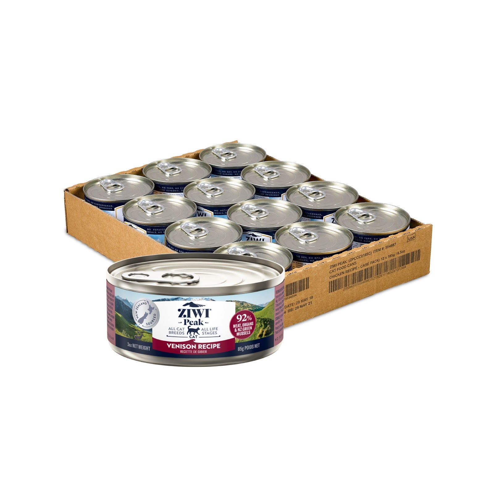 Ziwi Peak Venison Wet Cat Food | Carton, 92% Meat & Grain-Free