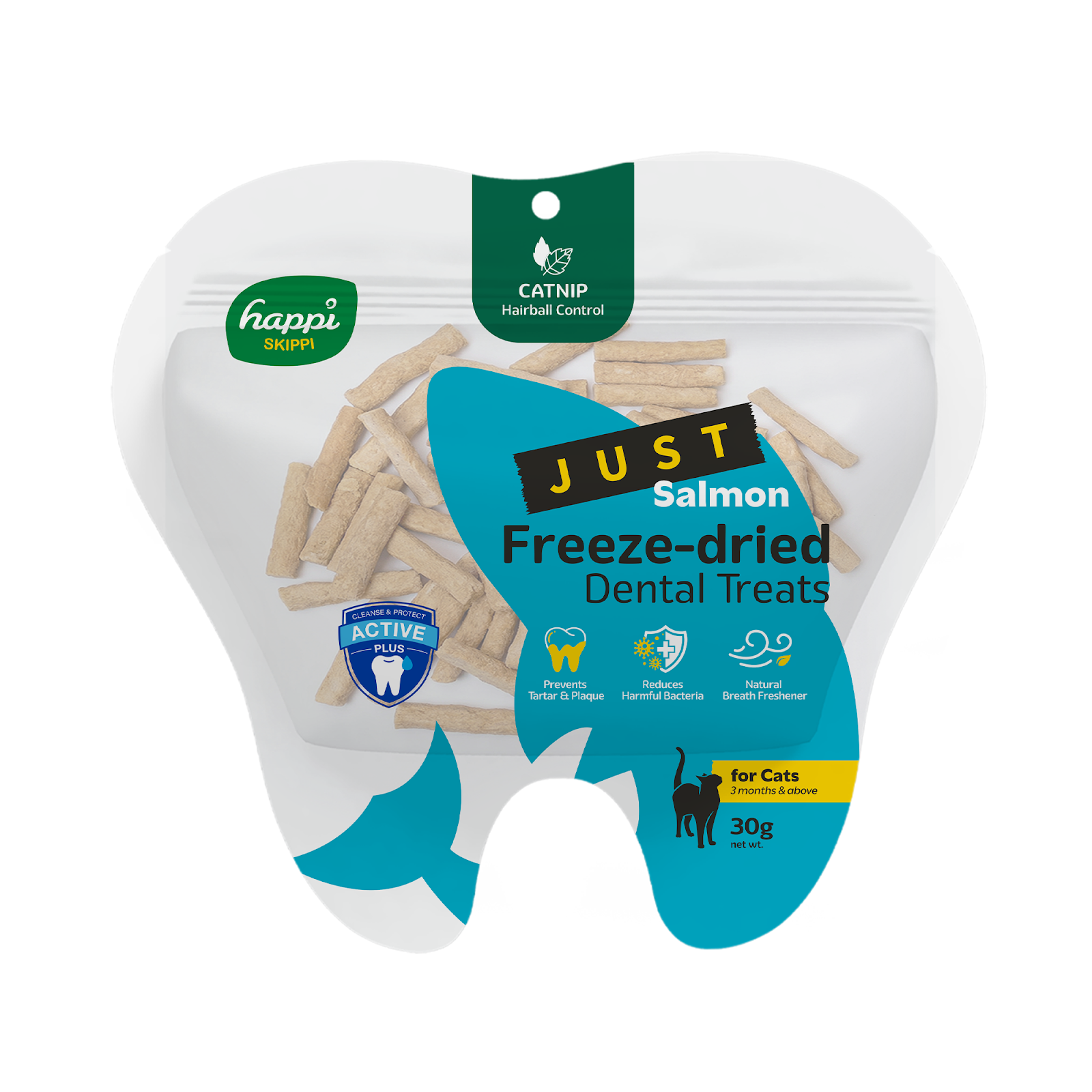 Happi Skippi Just Salmon & Catnip Freeze-Dried Dental Treats for Cats