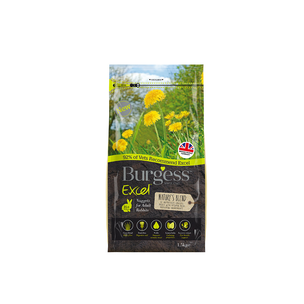 Burgess Excel Nature's Blend Rabbit Nuggets | Hedgerow Herbs, High-Fibre