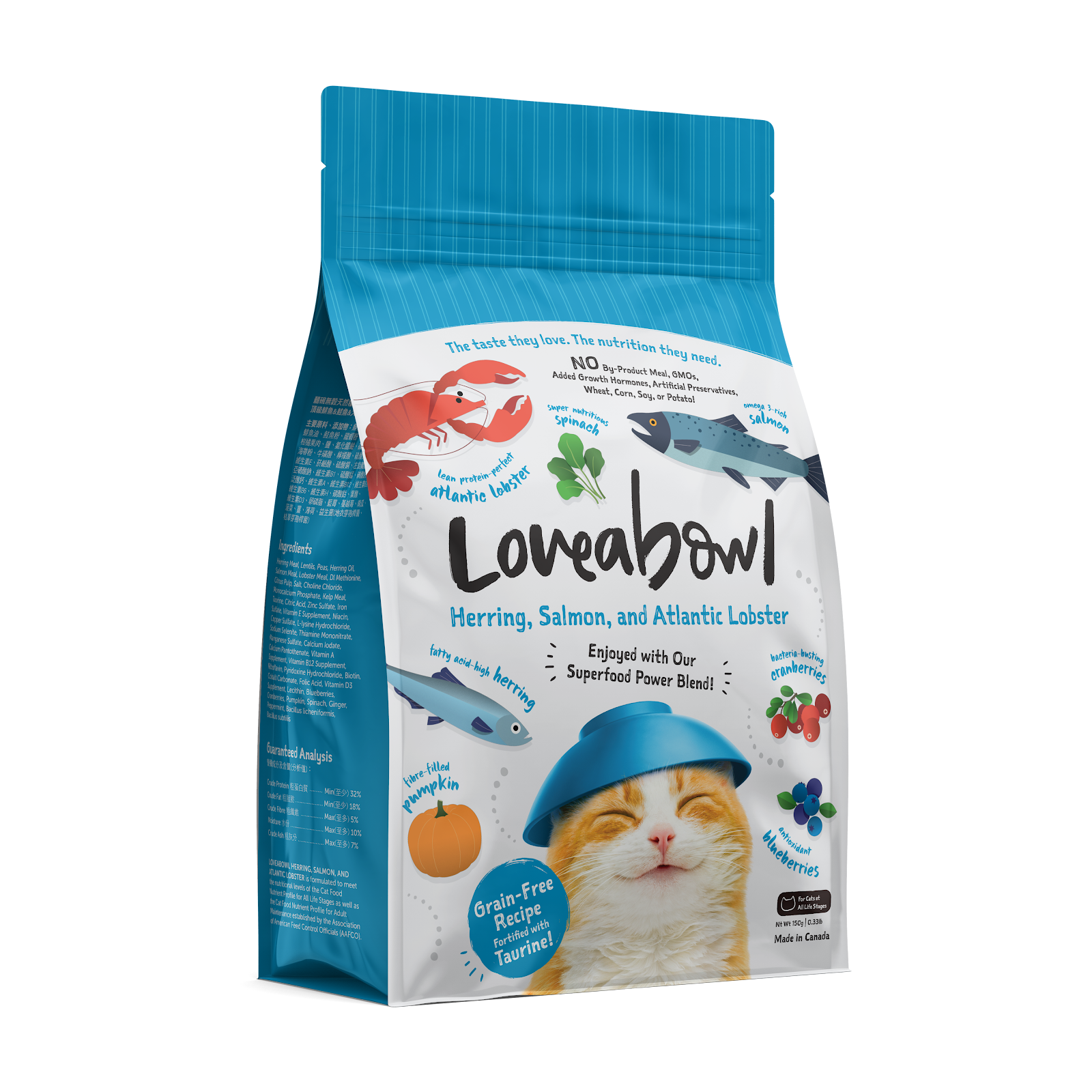 Loveabowl Grain-Free Herring, Salmon & Lobster Dry Cat Food | Seafood Trio