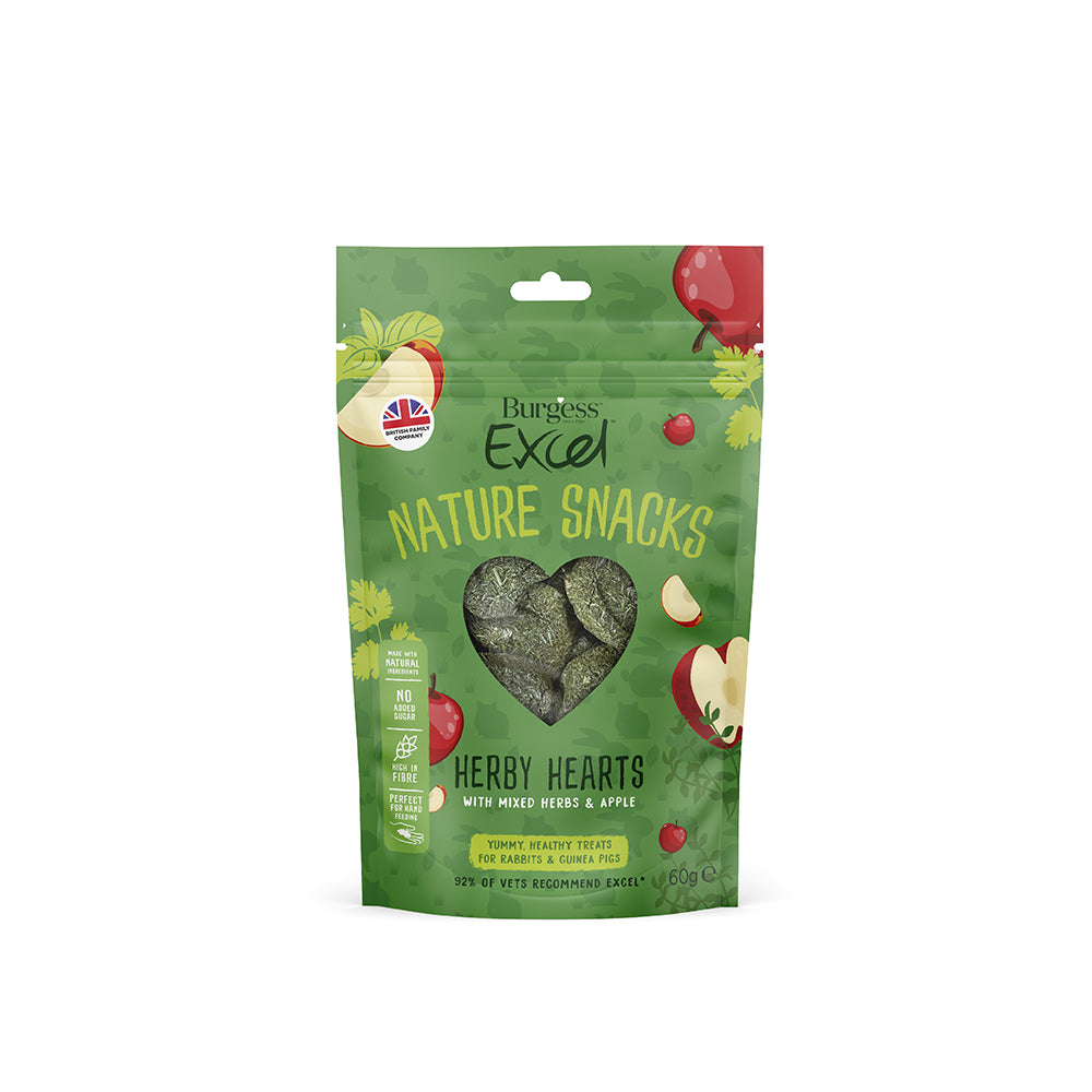 Burgess Excel Nature Snacks Herby Hearts | Herb & Apple Treats for Rabbits & Guinea Pigs