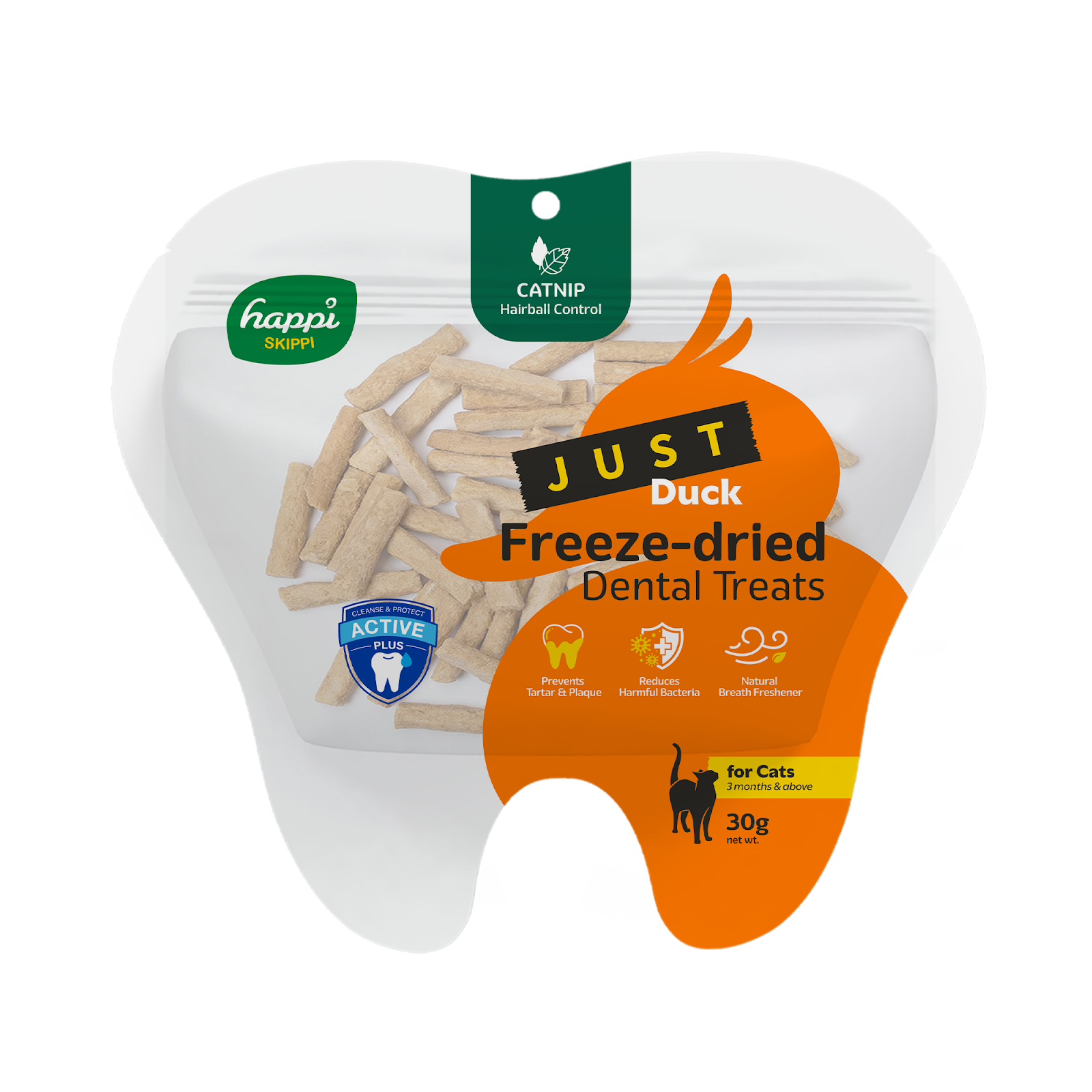 Happi Skippi Just Freeze-Dried Dental Treats for Cats (Duck & Catnip)