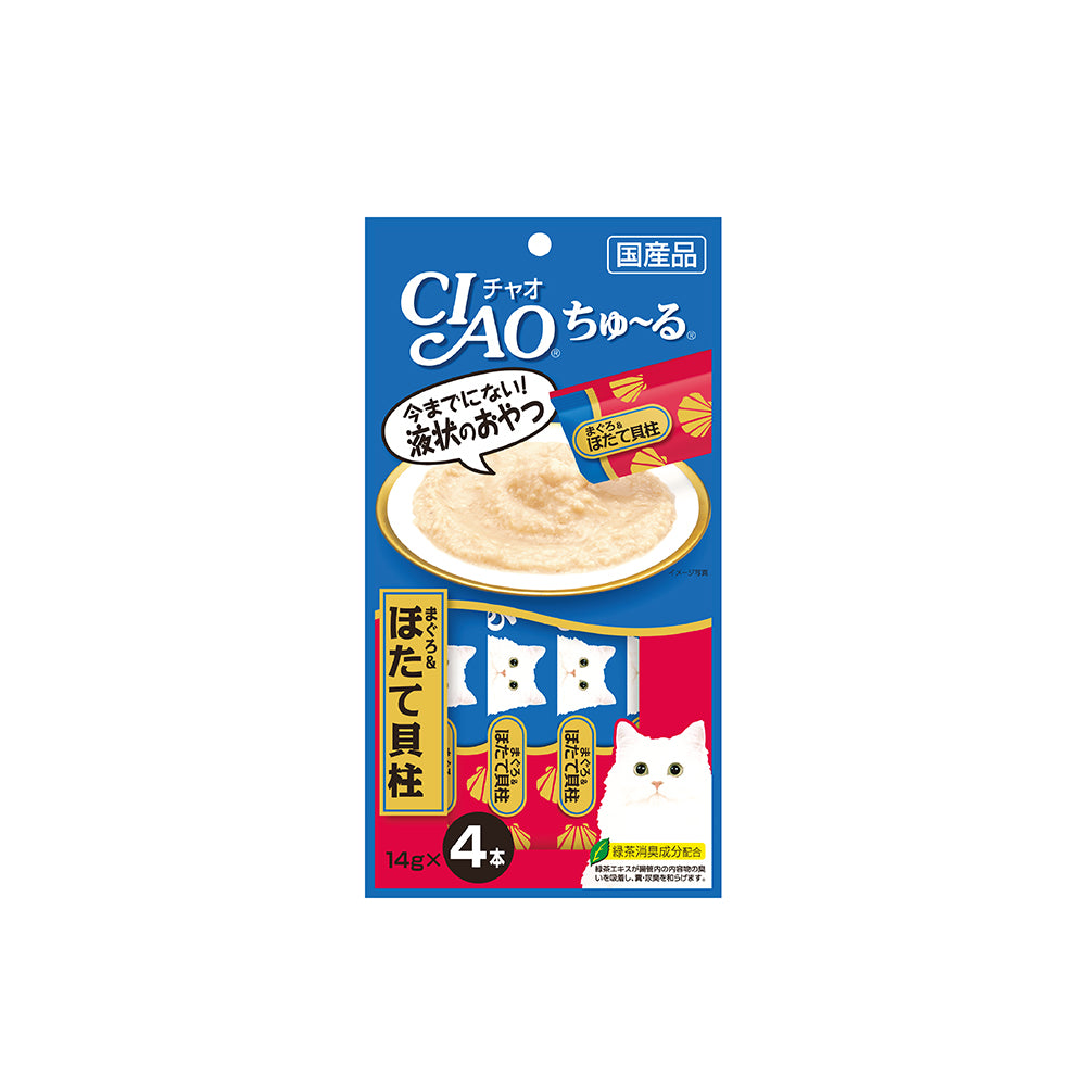 CIAO Churu Tuna & Scallop Cat Treats | Lickable Puree Treat