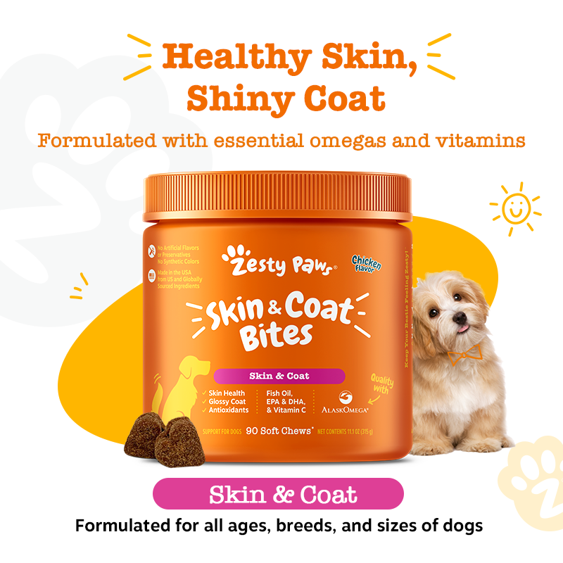 Zesty Paws Skin & Coat Bites Dog Supplements