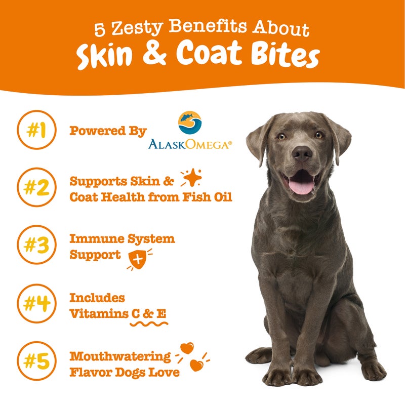 Zesty Paws Skin & Coat Bites Dog Supplements
