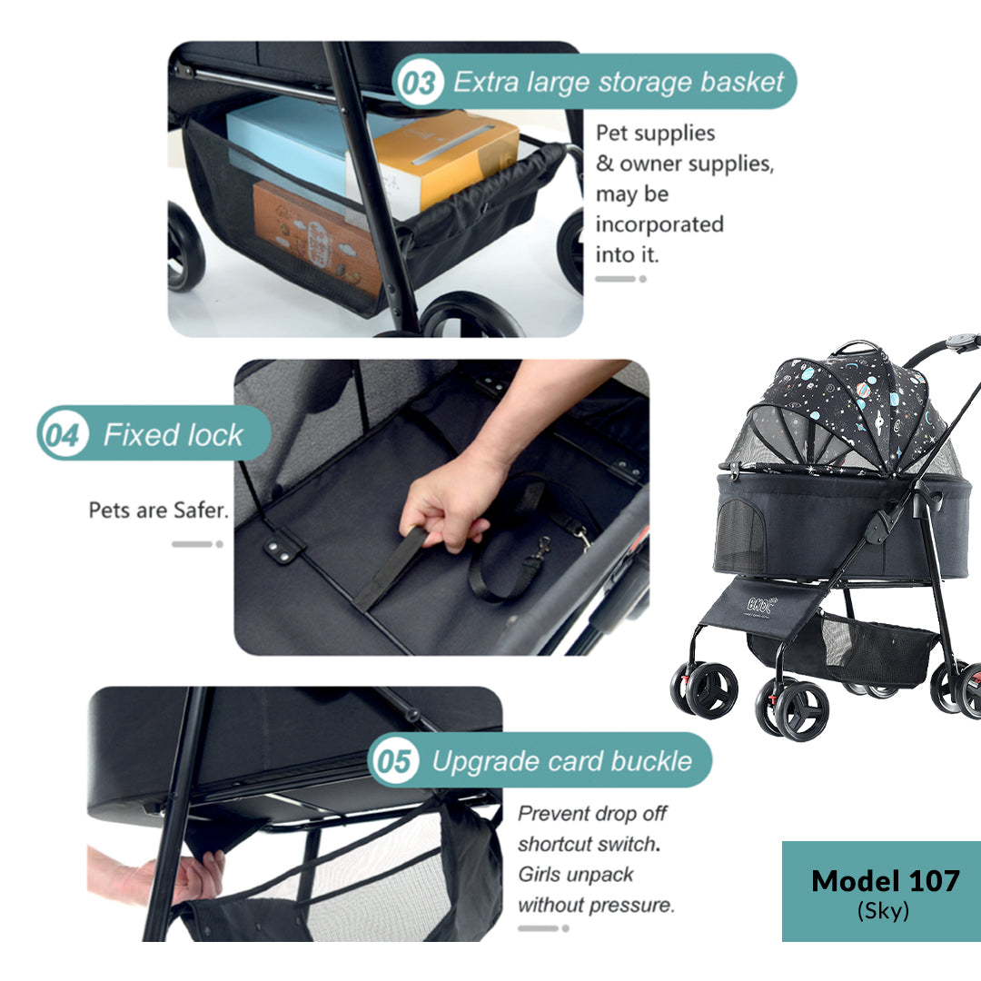 BNDC Pet Pram & Stroller - Model 107 (Sky)