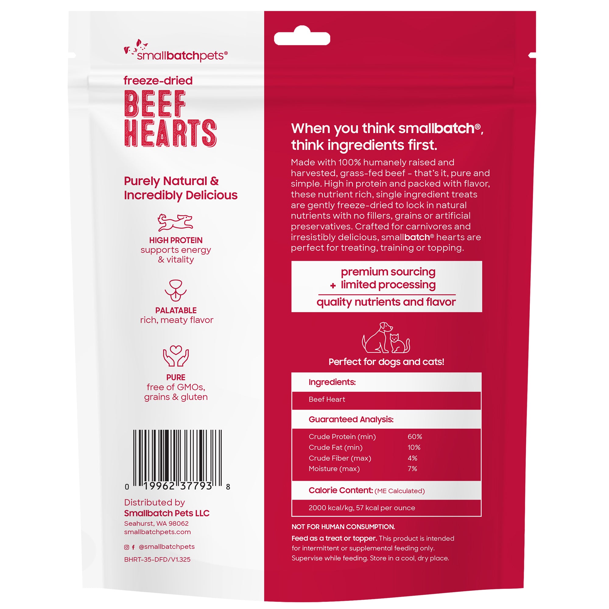 Smallbatch Freeze-Dried Beef Heart Treats for Dogs and Cats
