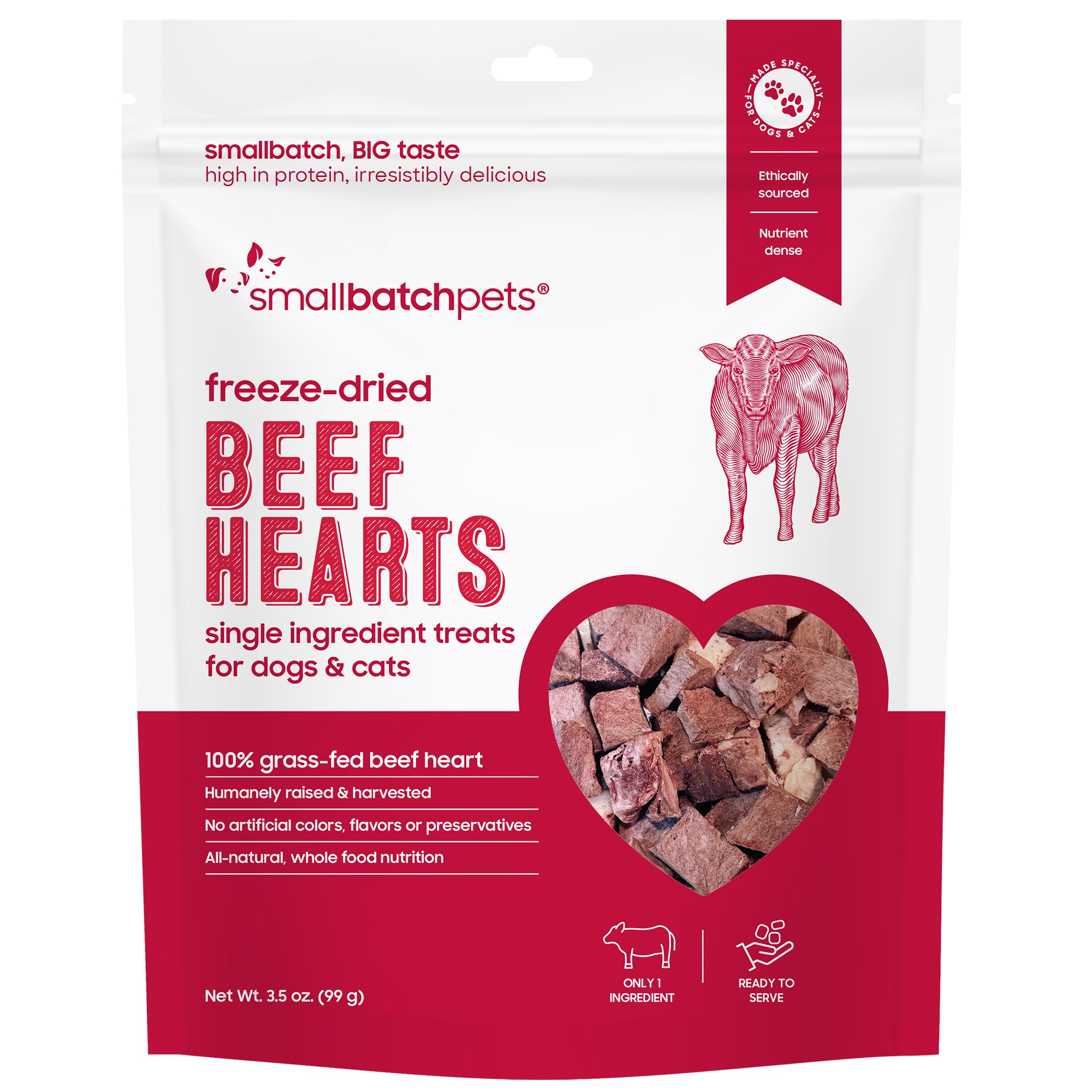 Smallbatch Freeze-Dried Beef Heart Treats for Dogs and Cats