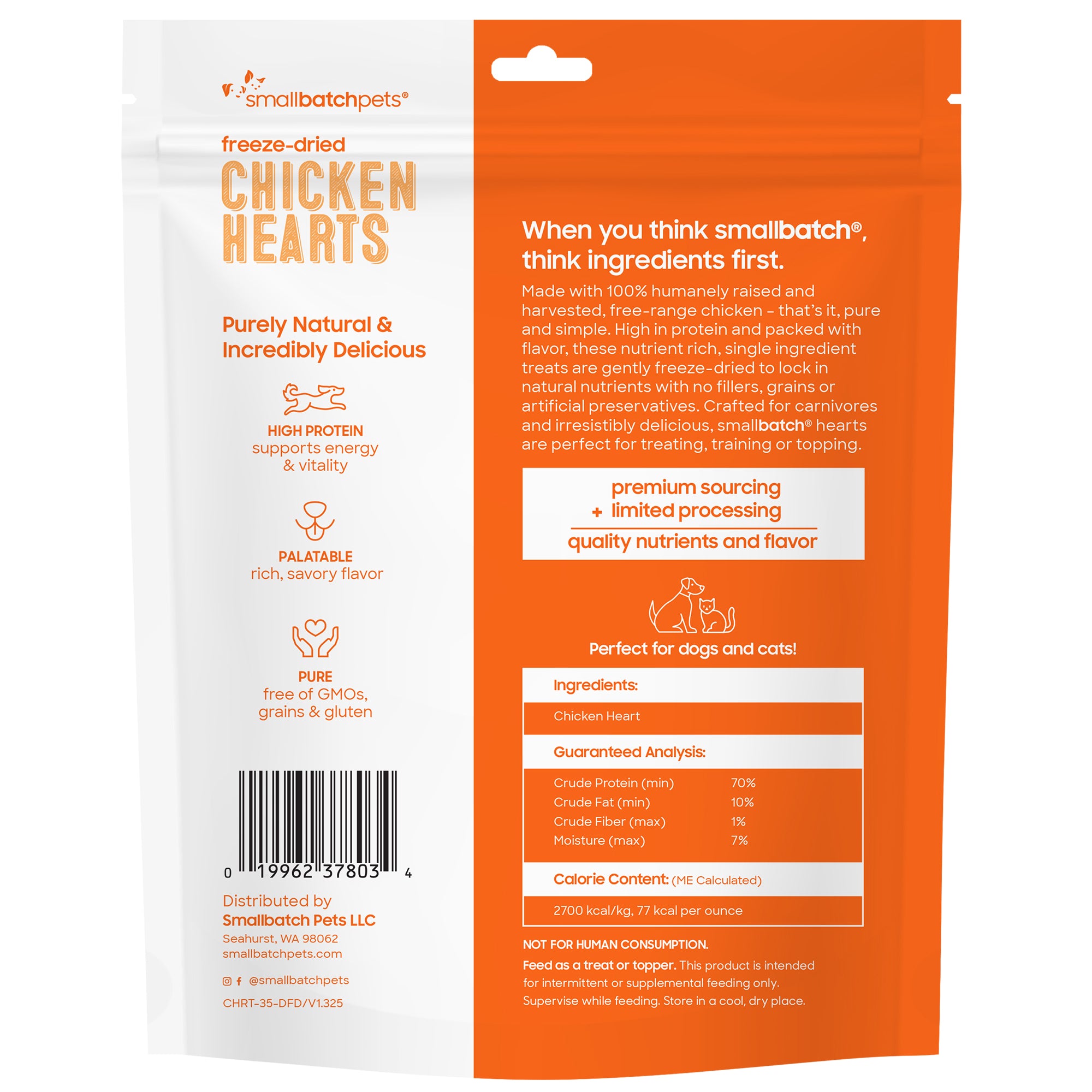 Smallbatch Freeze-Dried Chicken Heart Treats for Dogs and Cats