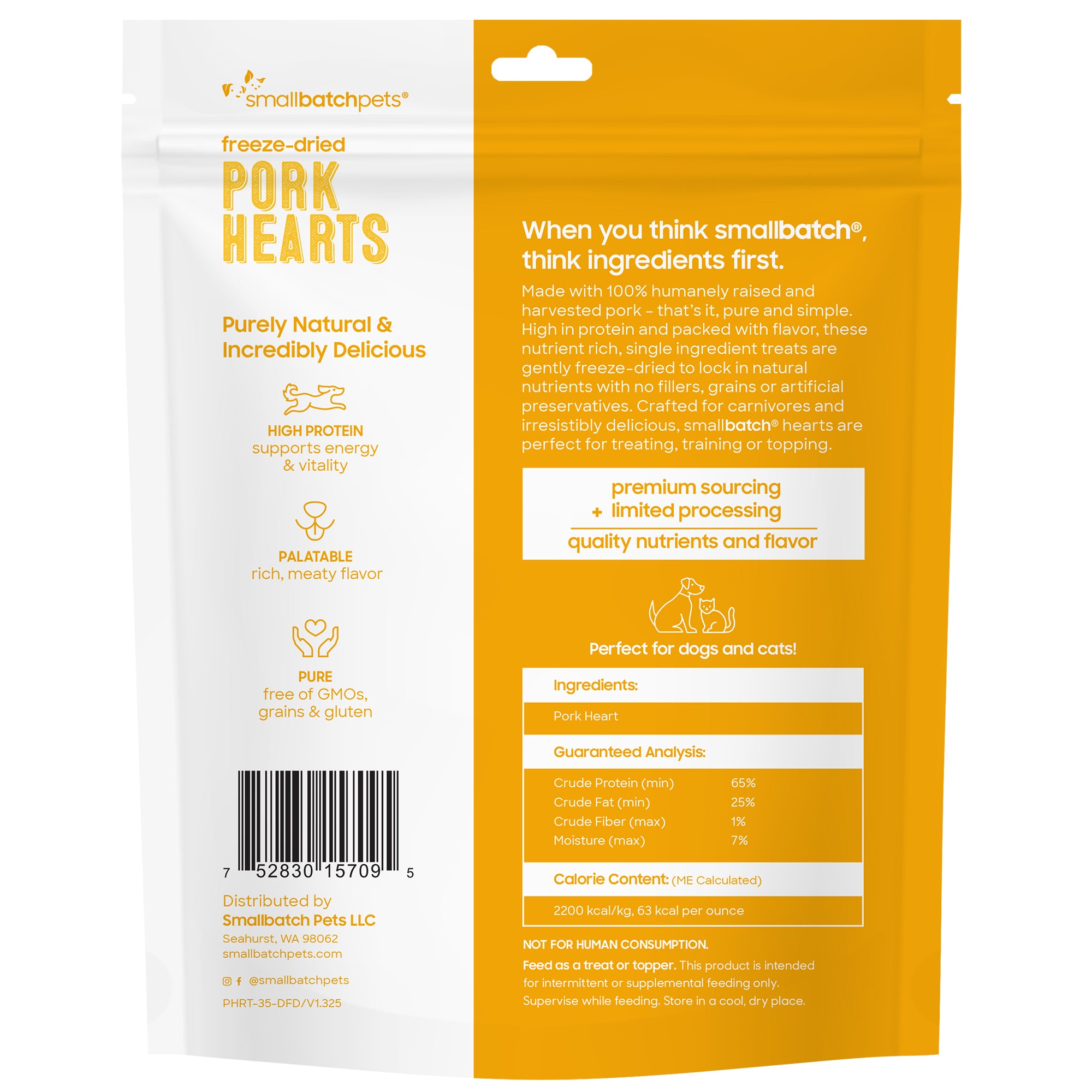 Smallbatch Freeze-Dried Pork Heart Treats for Dogs and Cats