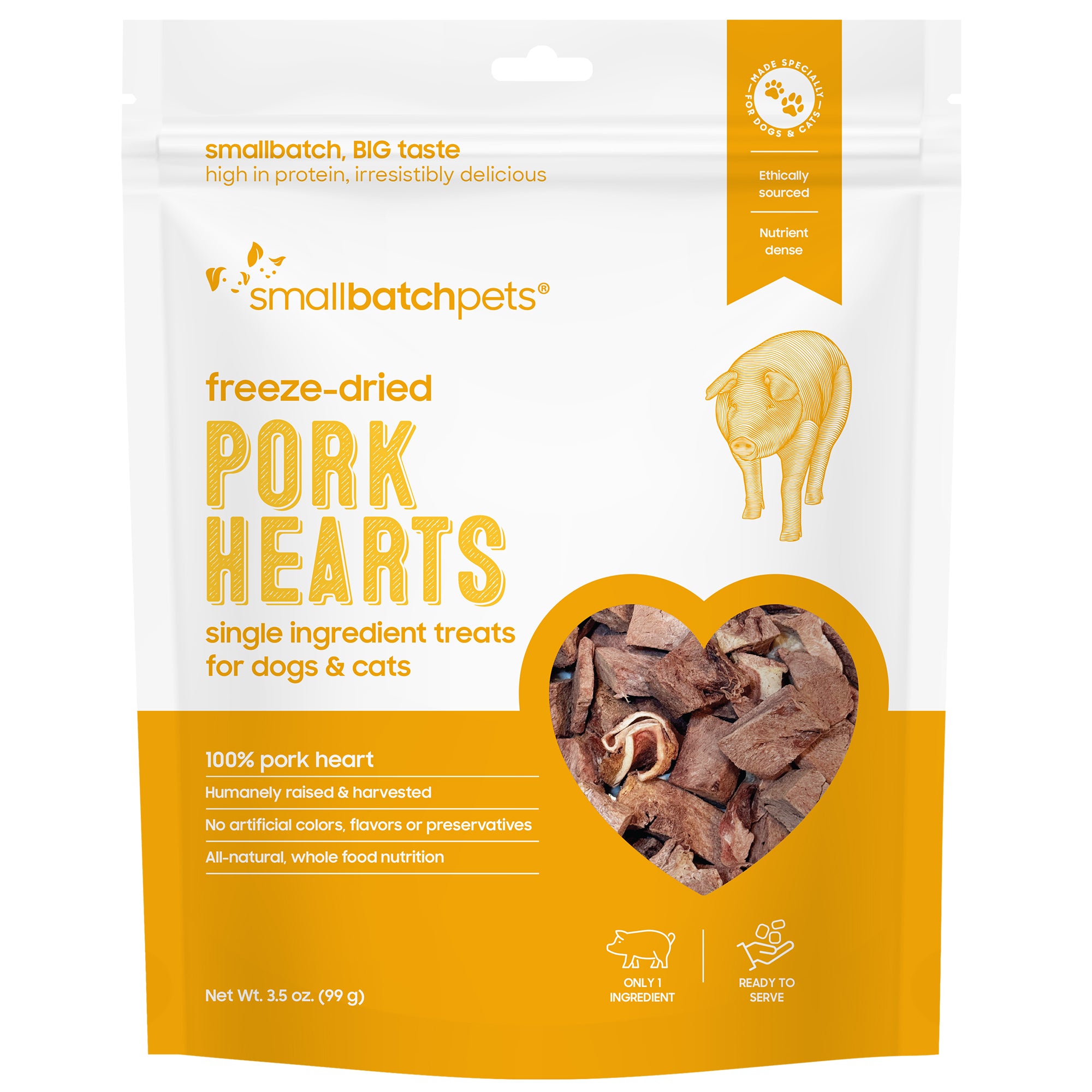 Smallbatch Freeze-Dried Pork Heart Treats for Dogs and Cats