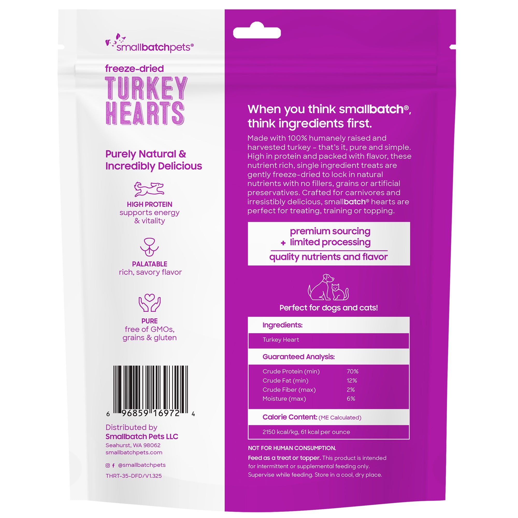 Smallbatch Freeze-Dried Turkey Heart Treats for Dogs and Cats