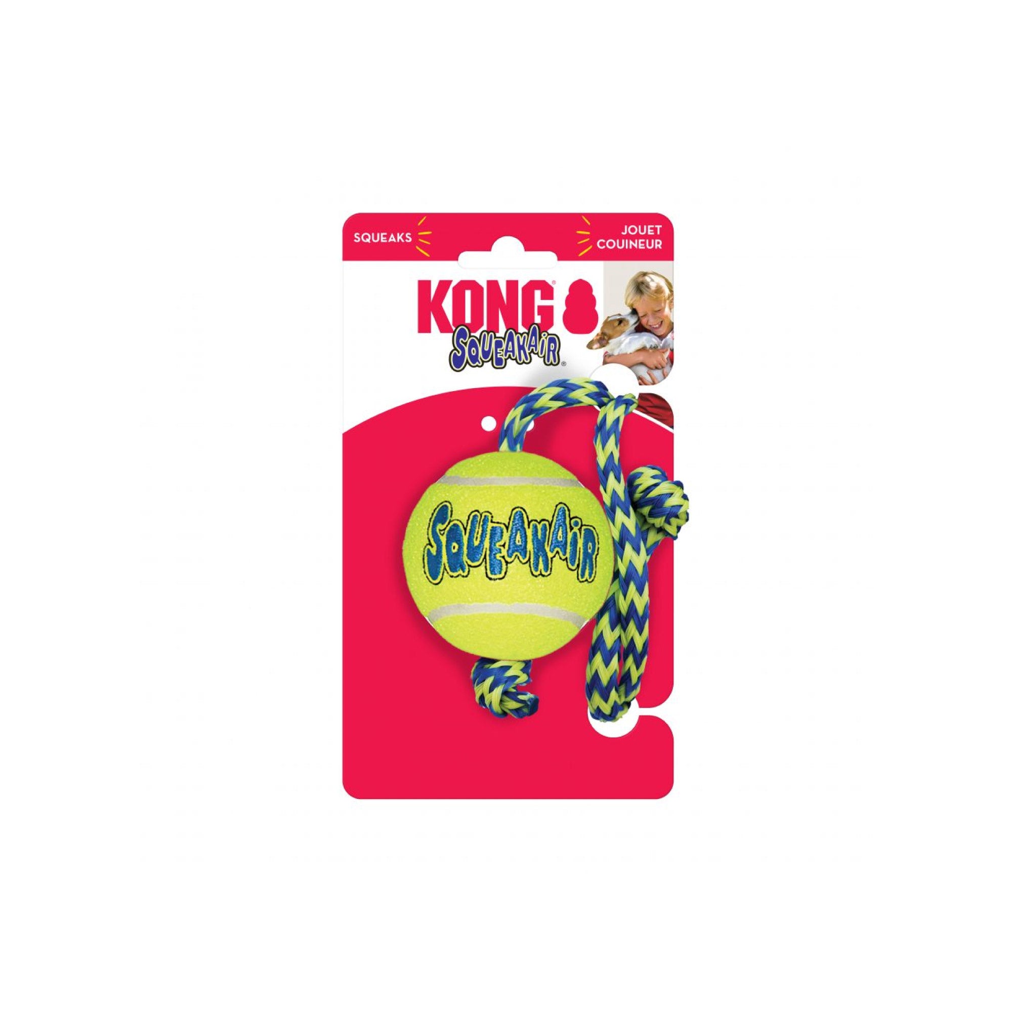 KONG SqueakAir® Ball with Rope (Medium)