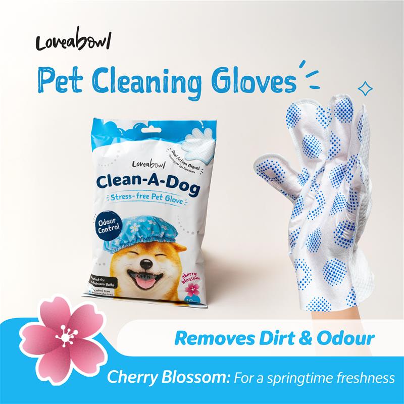 Loveabowl Clean-A-Dog Stress-free Pet Gloves Cherry Blossom