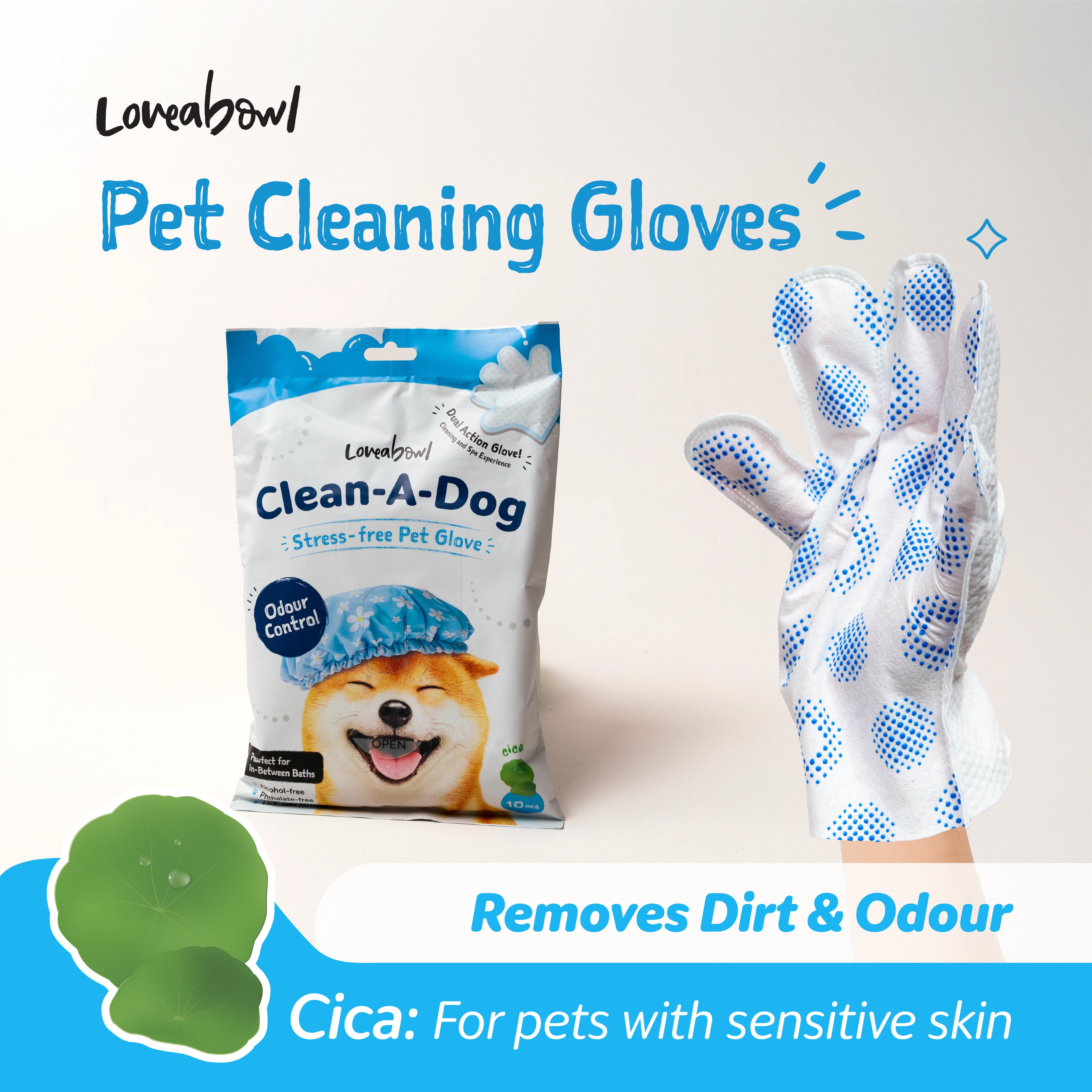 Loveabowl Clean-A-Dog Stress-free Pet Gloves Cica