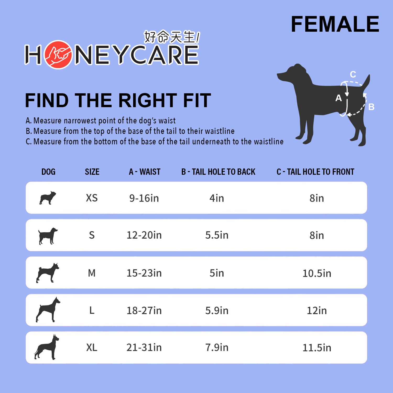 HoneyCare Dog Diaper - Male & Female Dogs