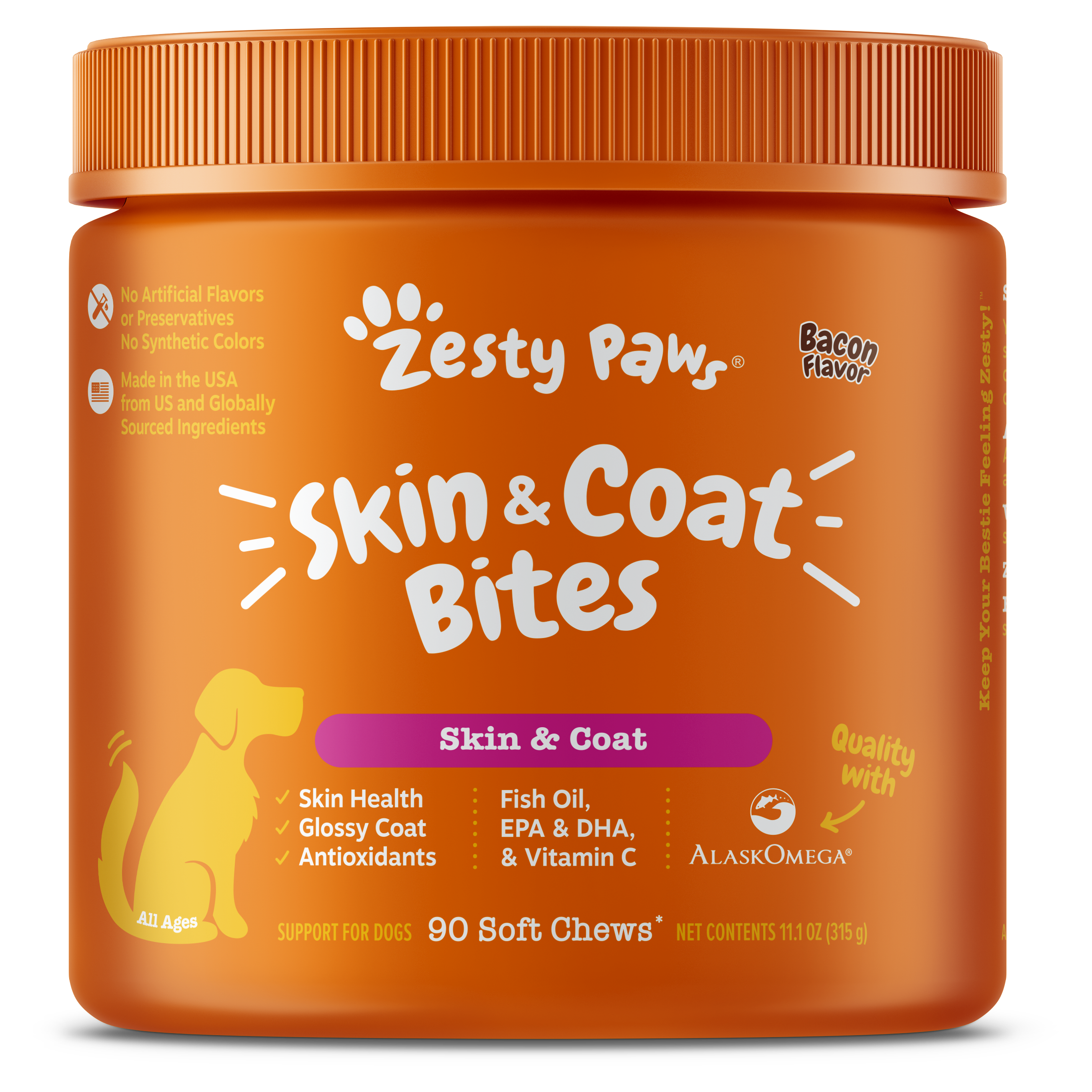 Zesty Paws Skin & Coat Bites Dog Supplements