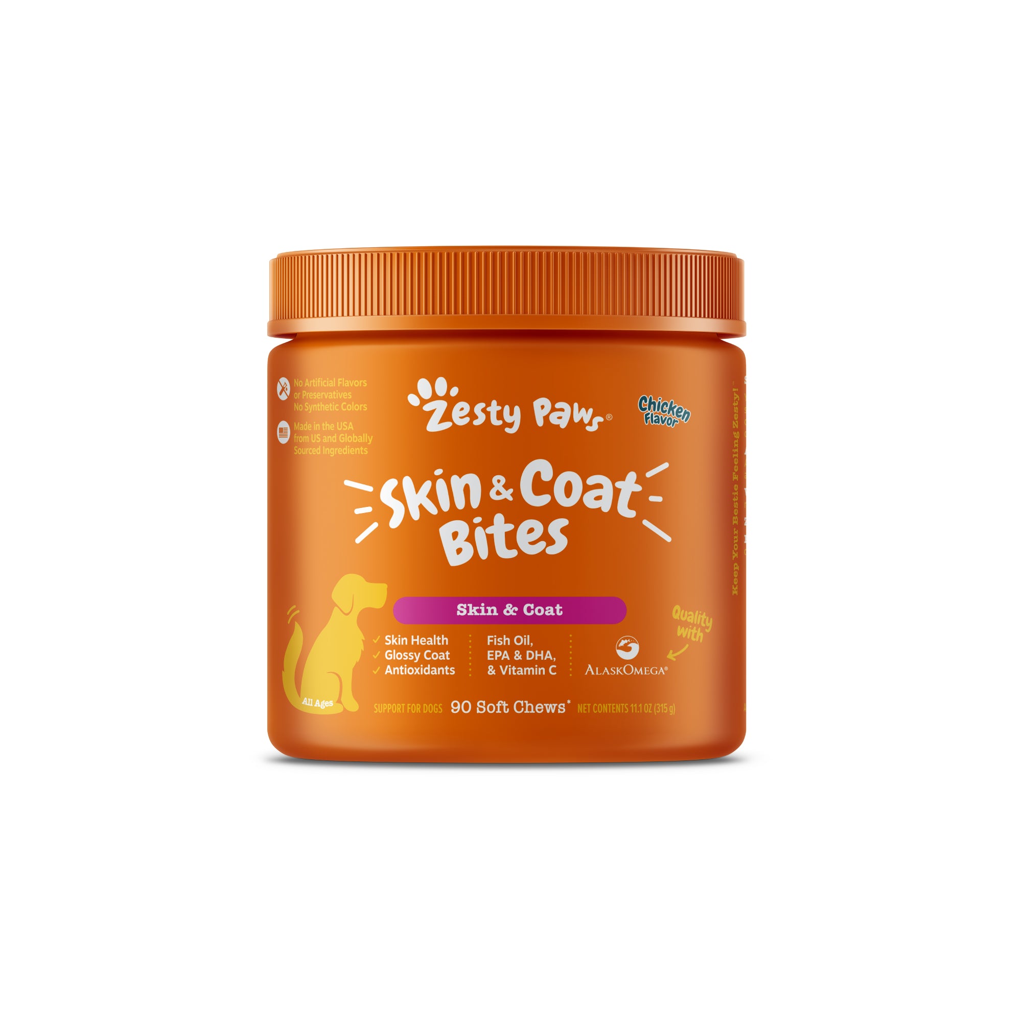 Zesty Paws Skin & Coat Bites Dog Supplements