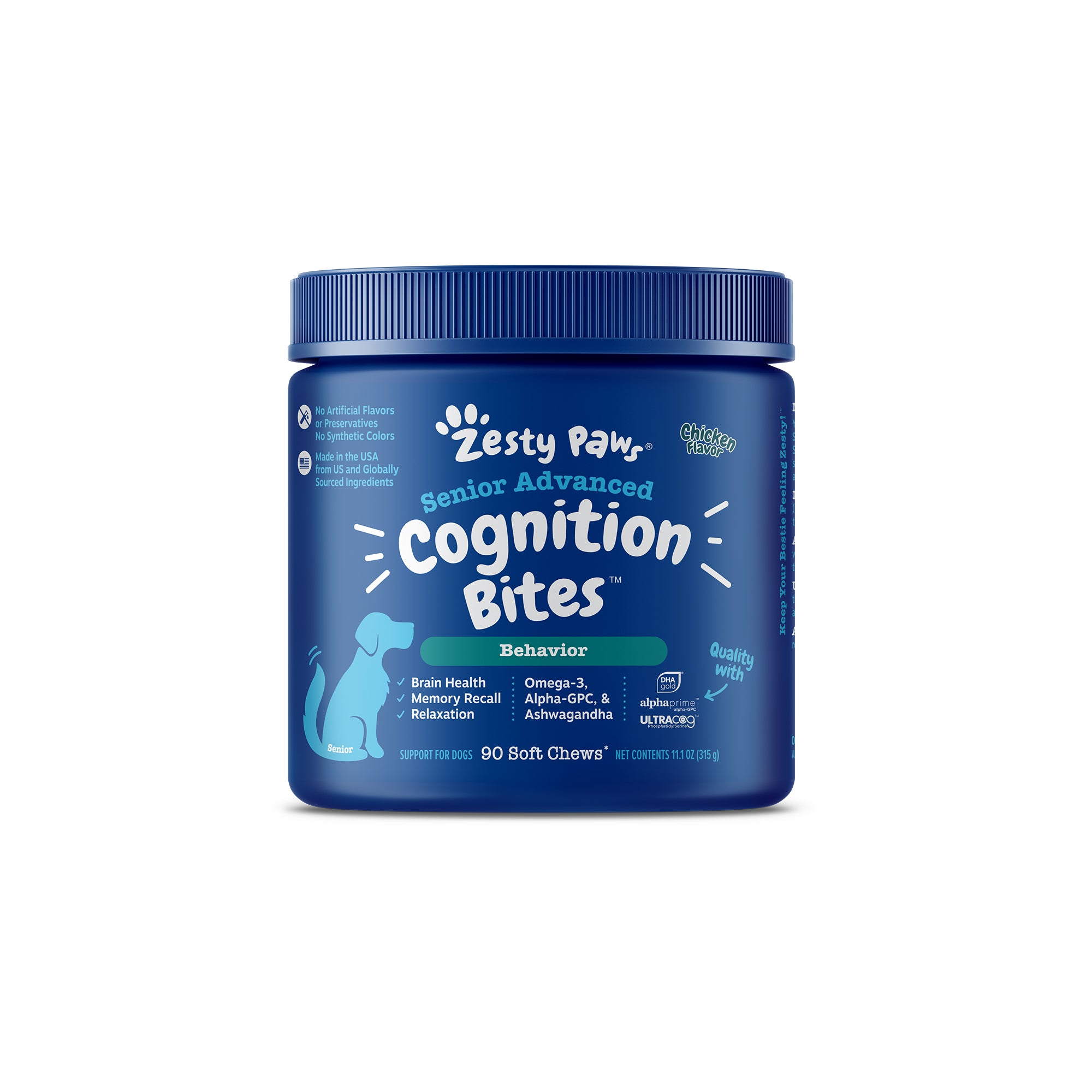 Zesty Paws Senior Advanced Cognition Bites Dog Supplements