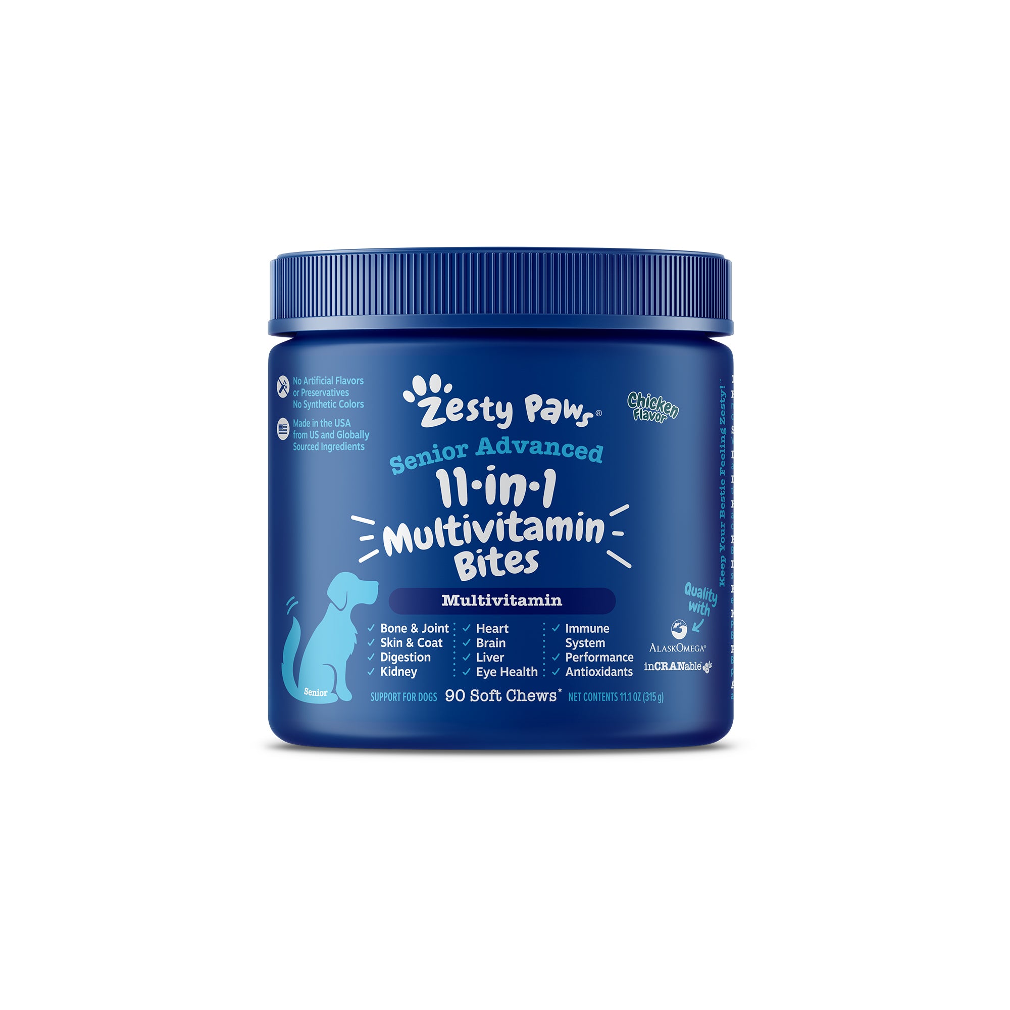 Zesty Paws Senior Advanced 11-in-1 Bites Dog Supplements