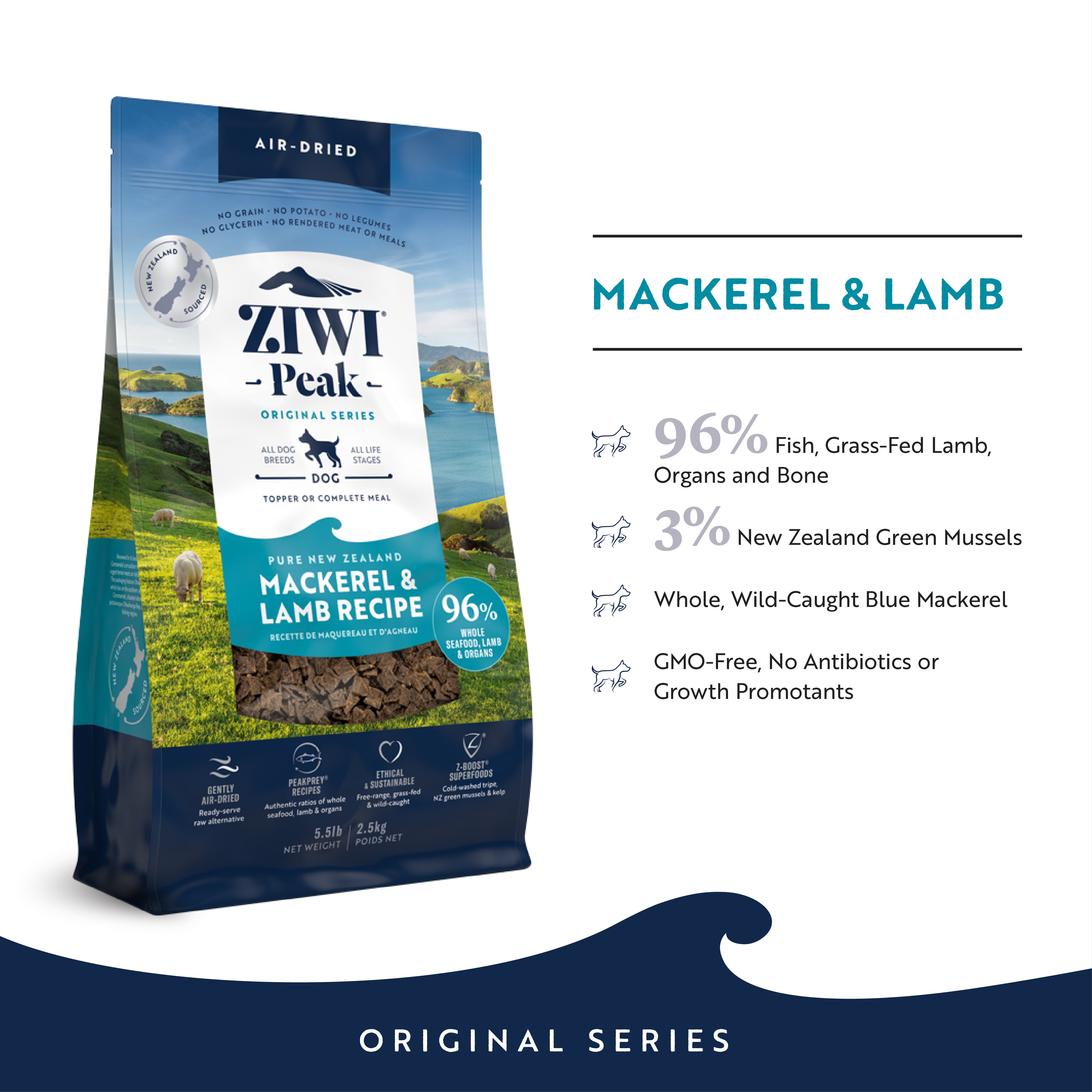 Ziwi Peak Air-Dried Mackerel & Lamb Dog Food | Grain-Free & High Protein