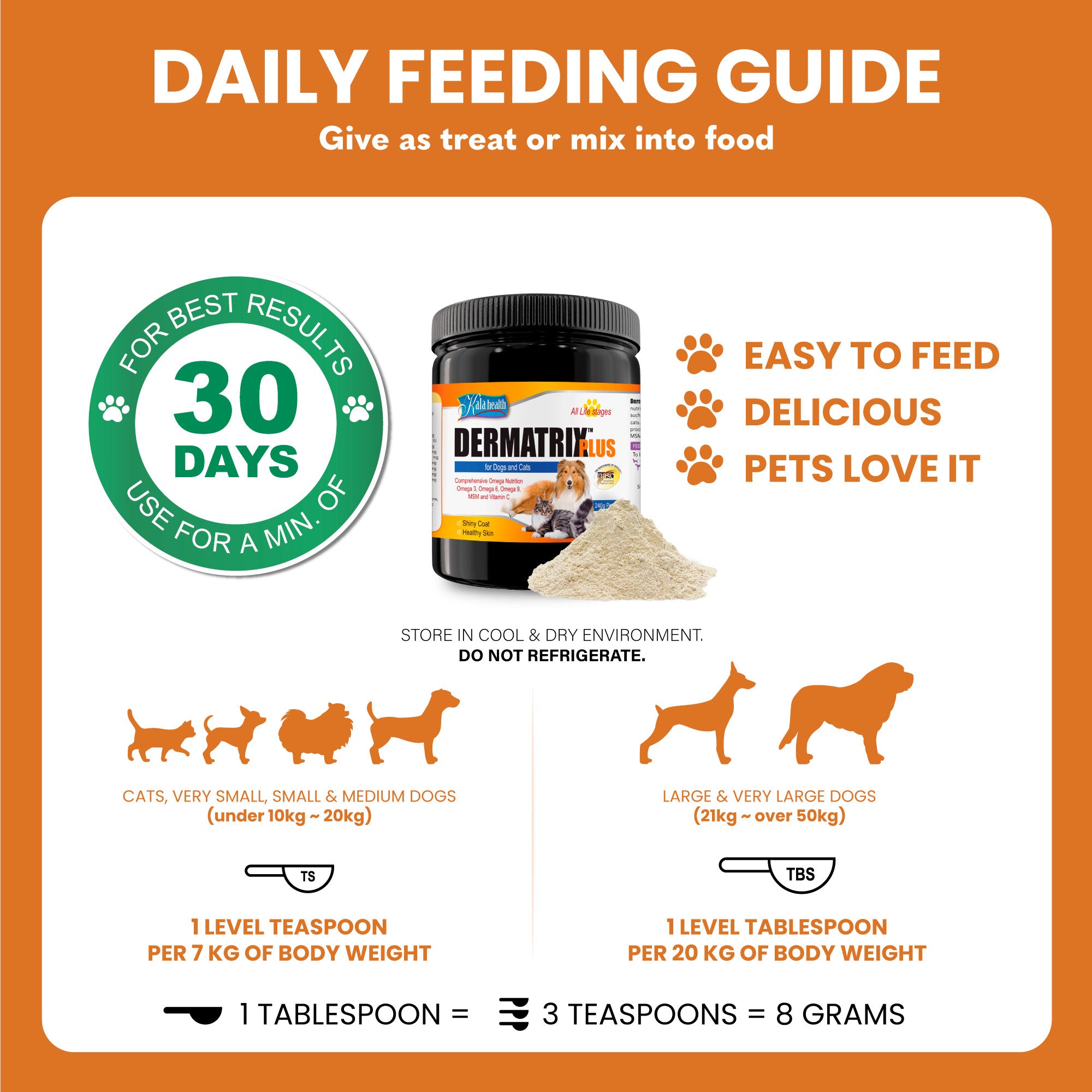 Kala Health DERMATRIX® Plus 240g Skin & Coat Supplement