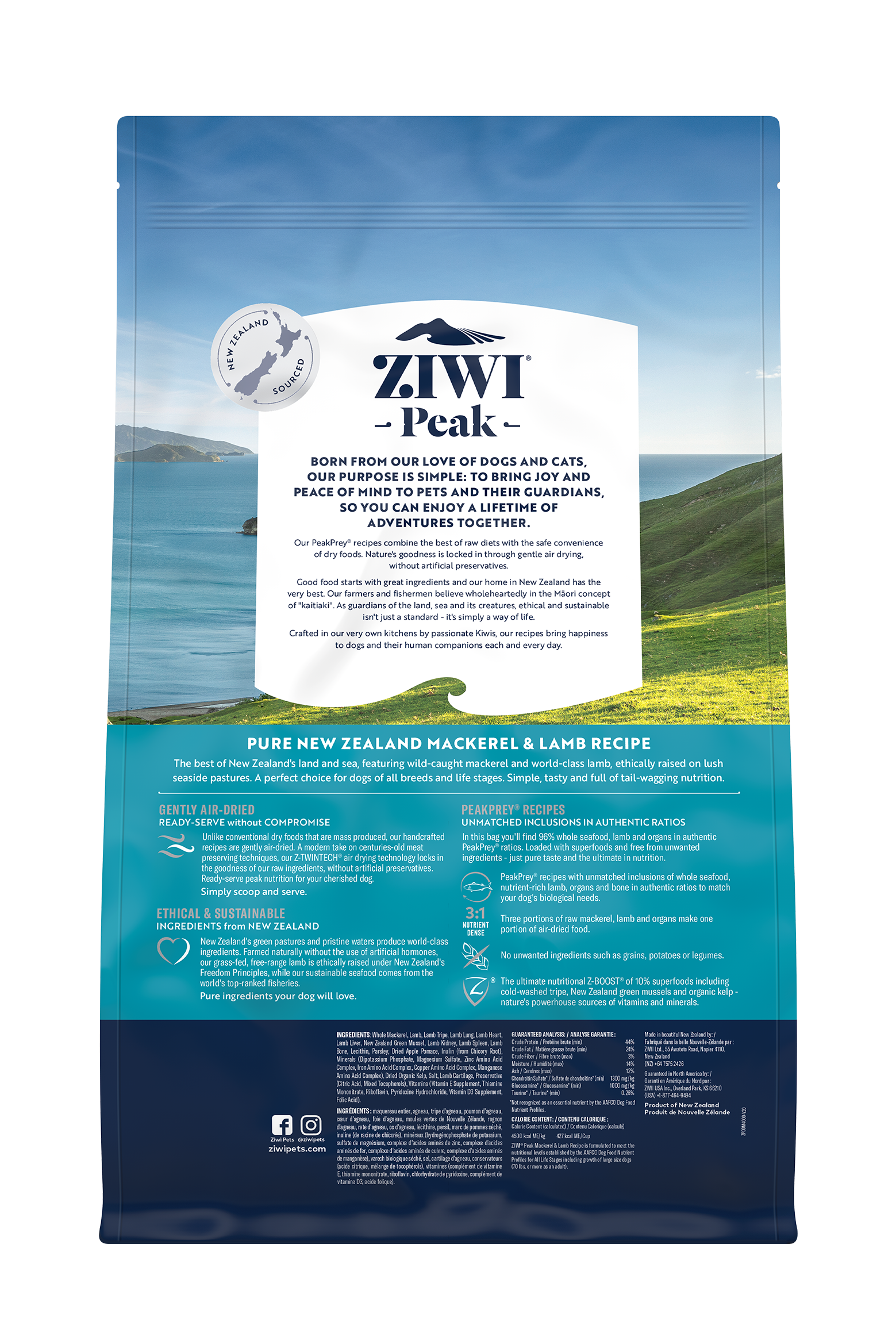 Ziwi Peak Air-Dried Mackerel & Lamb Dog Food | Grain-Free & High Protein