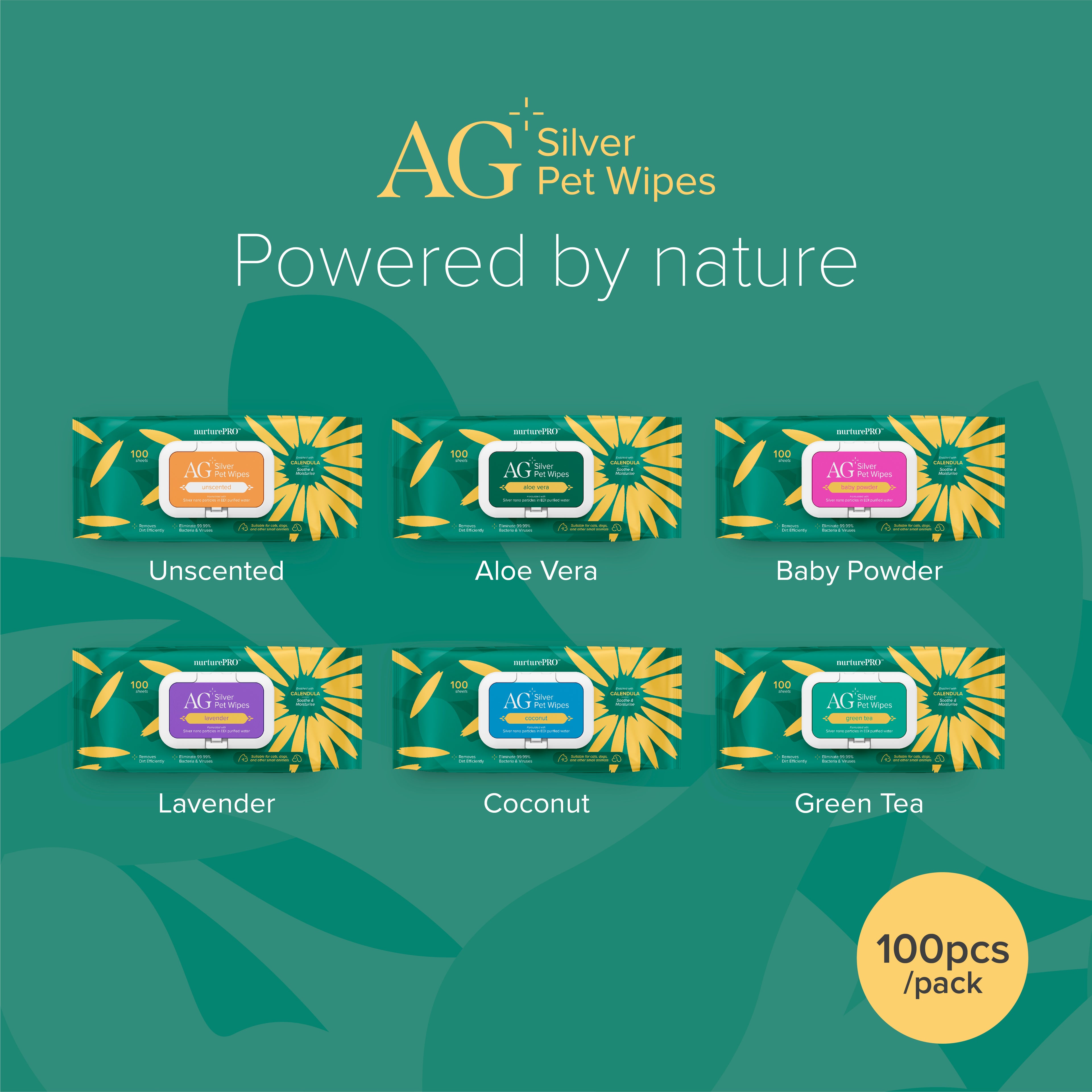 NurturePro AG+ Silver Pet Wet Wipes - 100 Sheets